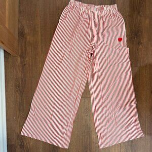 Sincerely Jules | White and red striped heart pants | Size M | Elastic Waist
